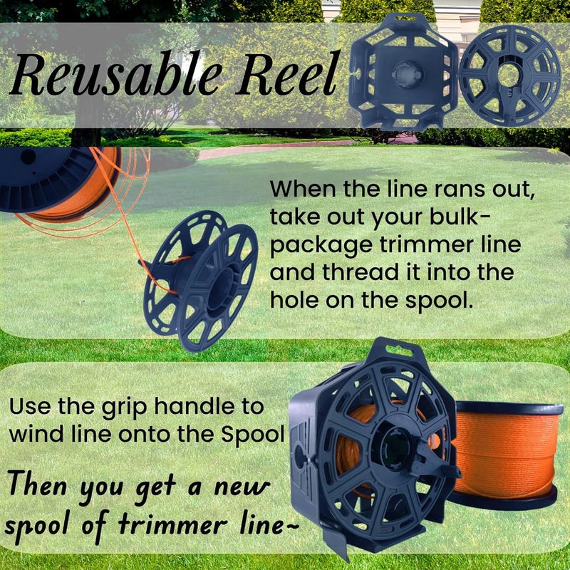 Quintillus String Trimmer Line .095 0.5 LB Compatible with Ego String Trimmer 095 Weed Eater String Twisted Trimmer Line Universal Fit Weed Wacker String Trimmer String Premium Material Reusable Reel - Image 3